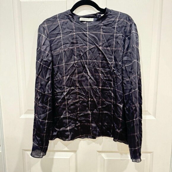 VINCE. 100% Silk Plaid Tie Back Blouse Size Medium  M - Picture 4 of 10